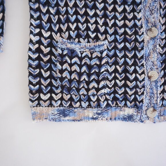 Vintage C&K Designs Blue Chunky Knit Button Cardigan Preppy Grandmacore XL - Picture 6 of 12